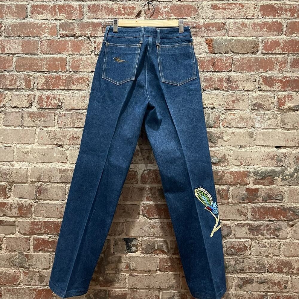 Vik Vizette Vintage Embroidered Butterfly Jeans Blue 27 - Picture 6 of 9